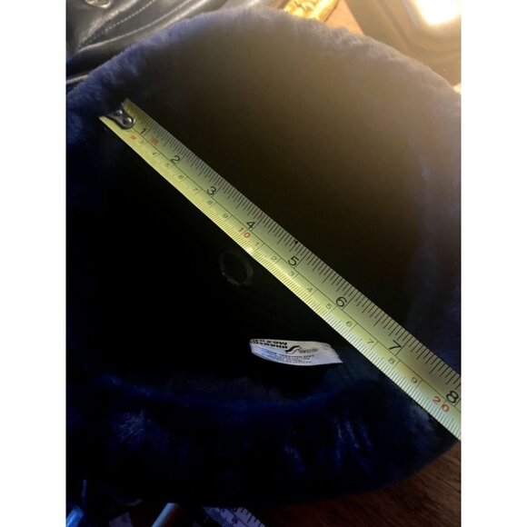 Vintage  Eastern European Army Green Wool Blue Fur Deatil Militray Flight Hat M - Picture 9 of 9